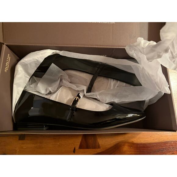 Franco Sarto Tinsley Mary Jane Flats Black Patent 9.5 Wide New In Box - Picture 5 of 8